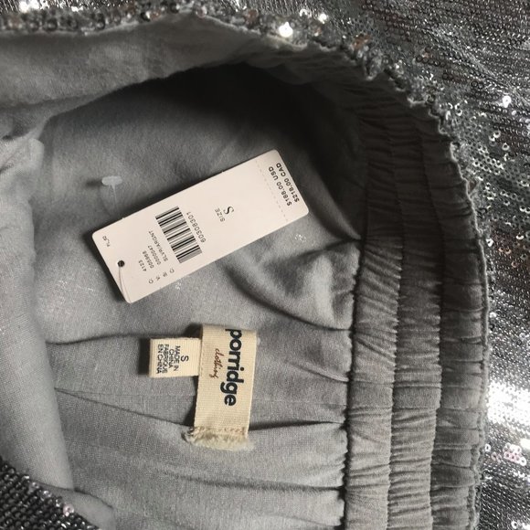 Anthropologie Porridge Silver Sequined Wide Leg Pants small NWT - Picture 5 of 8